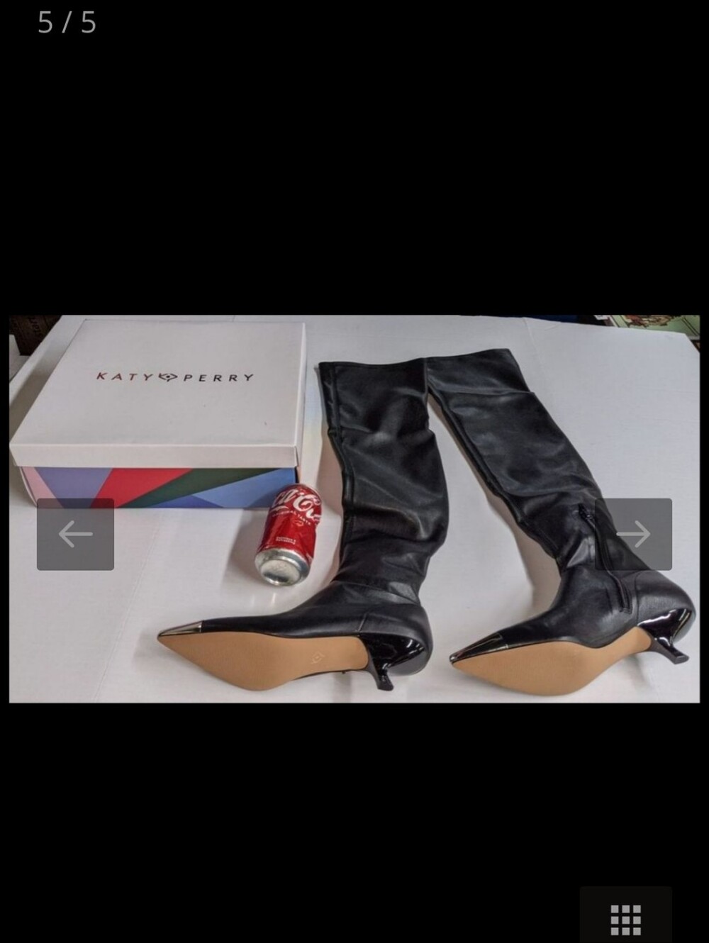 Katy Perry Collections Black Pointed-Toe Knee Boots with Kitten Heel - Picture 4 of 4